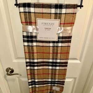 Firenze Souvenir Italy Plaid Throw Blanket Camel Tan Burberry Style